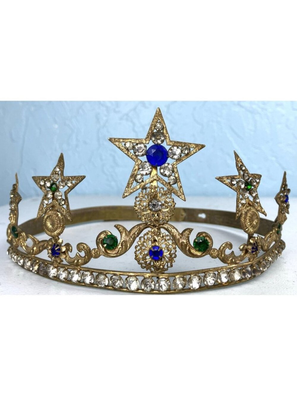 Late Victorian - Edwardian Paste Stones Tiara Crown Stars Celestial Comite